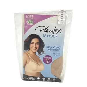 NWT Playtex Wirefree Bra 18 Hour Smoothing Minimizer Nude 4697 36D